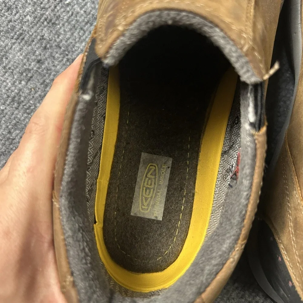 Keen Shoes Mens Size 11 Brown Leather Waterproof Slip On Lined Outdoor